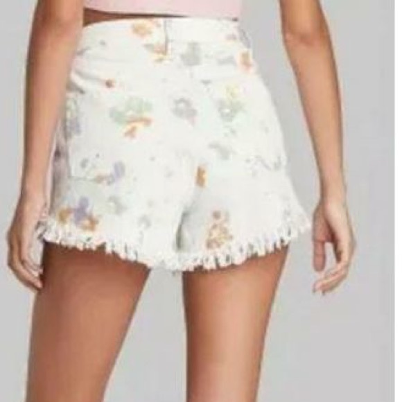 Wild Fable Shorts Sz 16 Frayed Hem High Waisted Splattered Print Tie Dye Denim - Picture 2 of 8